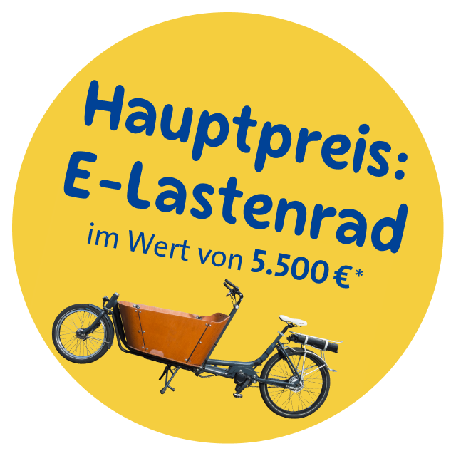 Hauptpreis: E-Lastenrad im Wert von 5.500 €
